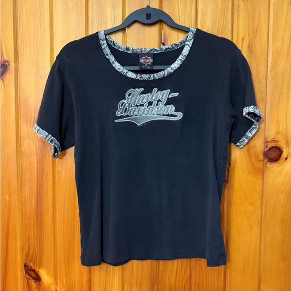 Harley-Davidson Black Tee with Gray Trim - Picture 1 of 2